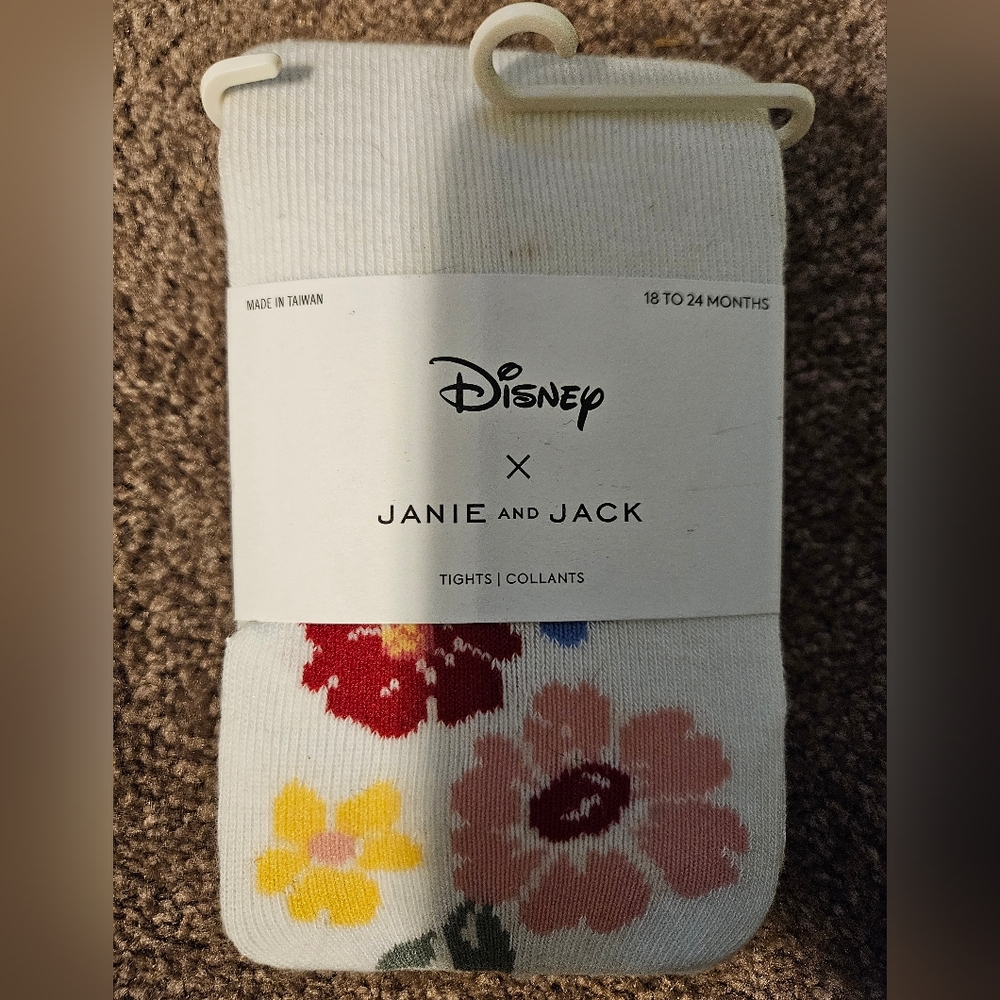 NWT Janie and Jack tights girls 18-24 mon white floral flower girl Easter church